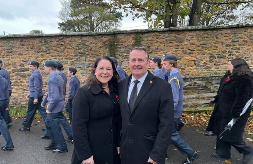 Dr Liam Fox MP takes the salute and attends the Clevedon Remembrance service today at St. Andrew’s church