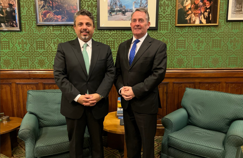 Dr Liam Fox meets the Jordan Ambassador